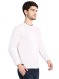 Men's White Full Sleeve Textured T-Shirt