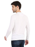 Men's White Full Sleeve Textured T-Shirt