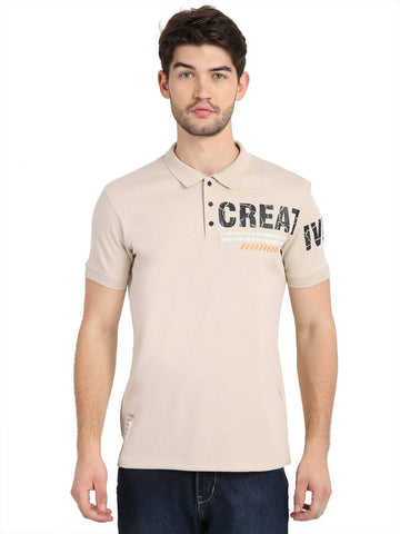 Men's Off-White Digital Printed Polo T-Shirt