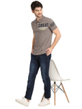 Men's Grey Digital Printed Polo T-Shirt