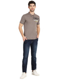 Men's Grey Digital Printed Polo T-Shirt