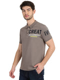Men's Grey Digital Printed Polo T-Shirt