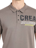 Men's Grey Digital Printed Polo T-Shirt