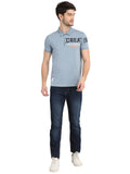 Men's Sky Blue Digital Printed Polo T-Shirt