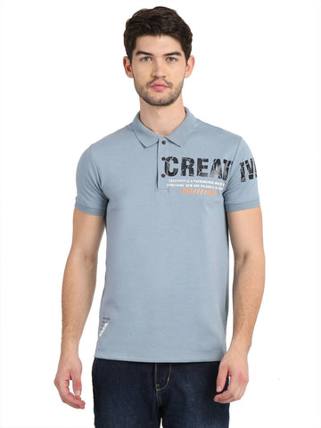 Men's Sky Blue Digital Printed Polo T-Shirt