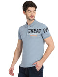 Men's Sky Blue Digital Printed Polo T-Shirt