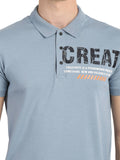 Men's Sky Blue Digital Printed Polo T-Shirt
