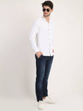 Men Solid White Slim Fit Shirt