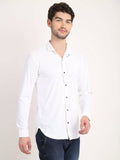 Men Solid White Slim Fit Shirt