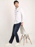 Men Solid White Casual Slim Fit Shirt