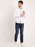Men Solid White Casual Slim Fit Shirt