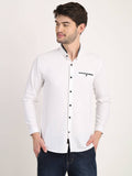 Men Solid White Casual Slim Fit Shirt