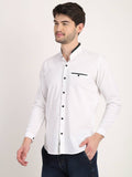 Men Solid White Casual Slim Fit Shirt