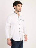 Men Solid White Casual Slim Fit Shirt