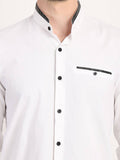 Men Solid White Casual Slim Fit Shirt