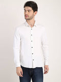 Men Solid White Casual Slim Fit Shirt