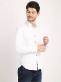 Men Solid White Casual Slim Fit Shirt Seventy7
