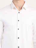 Men Solid White Casual Slim Fit Shirt