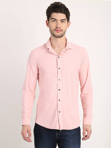 Men Solid Pink Slim Fit Shirt