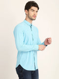 Men Solid Sky Blue Slim Fit Shirt Colvynharris Jeans