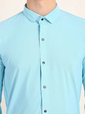 Men Solid Sky Blue Slim Fit Shirt
