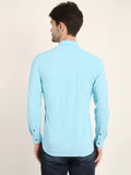 Men Solid Sky Blue Slim Fit Shirt Colvynharris Jeans