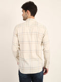 Men Printed Off White Casual Slim Fit Shirt Seventy7