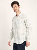 Men Printed Light Green Casual Slim Fit Shirt