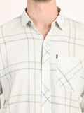 Men Printed Light Green Casual Slim Fit Shirt