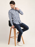 Men Printed Blue Casual Slim Fit Shirt Seventy7