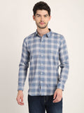 Men Printed Blue Casual Slim Fit Shirt