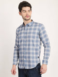 Men Printed Blue Casual Slim Fit Shirt