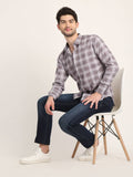 Men Printed Grey Casual Slim Fit Shirt