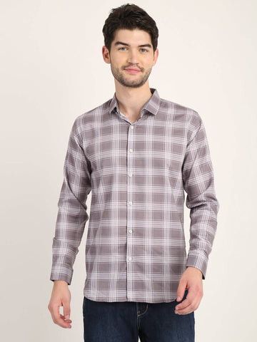 Men Printed Grey Casual Slim Fit Shirt