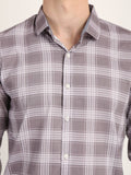 Men Printed Grey Casual Slim Fit Shirt