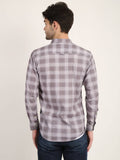 Men Printed Grey Casual Slim Fit Shirt Seventy7