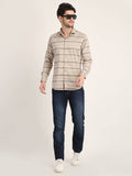 Men Printed Beige Casual Slim Fit Shirt