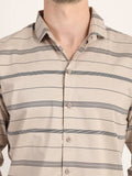 Men Printed Beige Casual Slim Fit Shirt