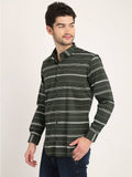 Men Printed Green Casual Slim Fit Shirt