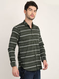 Men Printed Green Casual Slim Fit Shirt Seventy7
