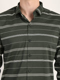 Men Printed Green Casual Slim Fit Shirt