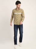 Men Printed Beige Casual Slim Fit Shirt