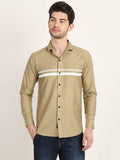 Men Printed Beige Casual Slim Fit Shirt