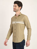 Men Printed Beige Casual Slim Fit Shirt