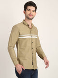 Men Printed Beige Casual Slim Fit Shirt