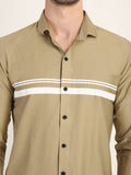 Men Printed Beige Casual Slim Fit Shirt