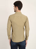 Men Printed Beige Casual Slim Fit Shirt