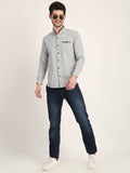 Men Solid Grey Casual Slim Fit Shirt