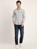 Men Solid Grey Casual Slim Fit Shirt