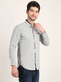 Men Solid Grey Casual Slim Fit Shirt